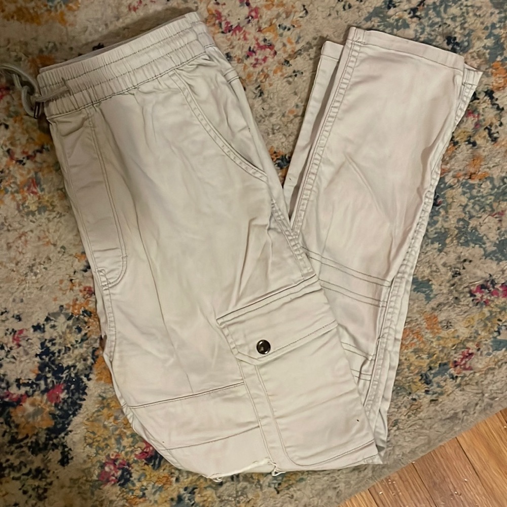 Publish slim white cargo pants with draw string